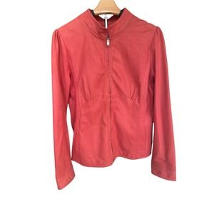 Armani Collezioni Women Goat Leather Jacket Red Size 10 Soft!